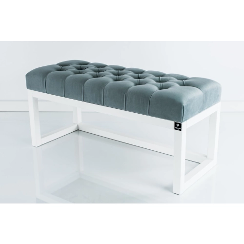 Ławeczka Pufa Pikowana Popielaty Guzik Tapicerowany LPP-2 Rozmiary od 50 cm do 200 cm