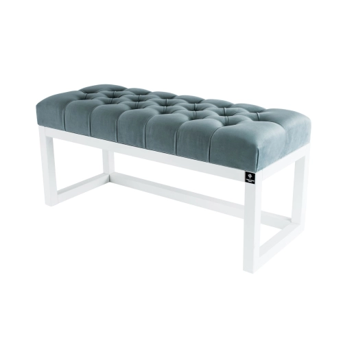 Ławeczka Pufa Pikowana Popielaty Guzik Tapicerowany LPP-2 Rozmiary od 50 cm do 200 cm