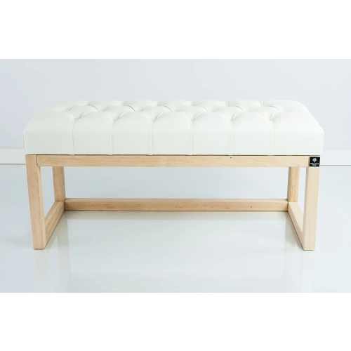 Ławeczka Pufa Pikowana Ekoskóra Biały Guzik Tapicerowany LPP-2 Rozmiary od 50 cm do 200 cm