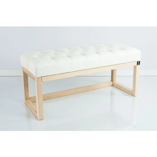 Ławeczka Pufa Pikowana Ekoskóra Biały Guzik Tapicerowany LPP-2 Rozmiary od 50 cm do 200 cm