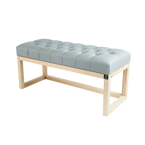 Ławeczka Pufa Pikowana Ekoskóra Popiel Guzik Tapicerowany LPP-2 Rozmiary od 50 cm do 200 cm