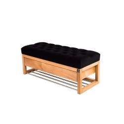 Ławka Szafka Pufa Pikowane Siedzisko Czarny LPP-22 Rozmiary od 50 cm do 200 cm