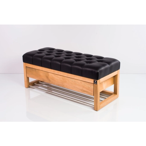 Ławka Szafka Pufa Pikowane Siedzisko Ekoskóra Czarny LPP-22 Rozmiary od 50 cm do 200 cm