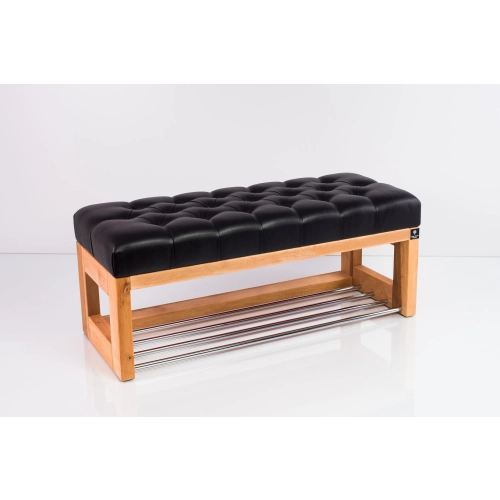 Ławka Szafka Pufa Pikowane Siedzisko Ekoskóra Czarny LPP-24 Rozmiary od 50 cm do 200 cm