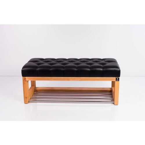 Ławka Szafka Pufa Pikowane Siedzisko Ekoskóra Czarny LPP-24 Rozmiary od 50 cm do 200 cm