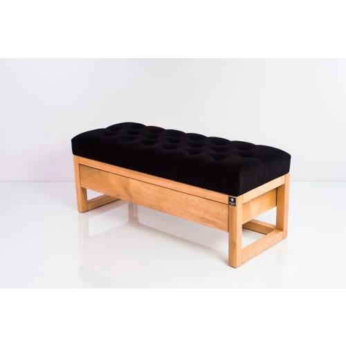 Ławka Szafka Pufa Pikowane Siedzisko Czarny LPP-25 Rozmiary od 50 cm do 200 cm