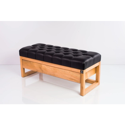 Ławka Szafka Pufa Pikowane Siedzisko Ekoskóra Czarny LPP-25 Rozmiary od 50 cm do 200 cm