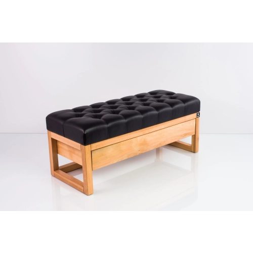 Ławka Szafka Pufa Pikowane Siedzisko Ekoskóra Czarny LPP-25 Rozmiary od 50 cm do 200 cm