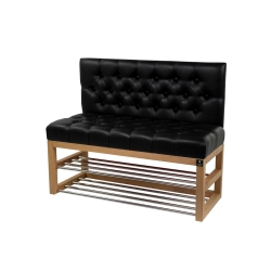 Ławka Szafka Pufa Pikowane Siedzisko Ekoskóra Czarny LPP-28 Rozmiary od 50 cm do 200 cm