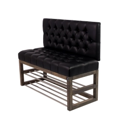 Ławka Szafka Pufa Pikowane Siedzisko Ekoskóra Czarny LPP-28 Rozmiary od 50 cm do 200 cm