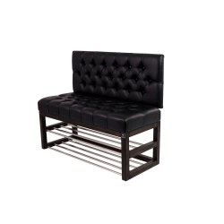Ławka Szafka Pufa Pikowane Siedzisko Ekoskóra Czarny LPP-28 Rozmiary od 50 cm do 200 cm