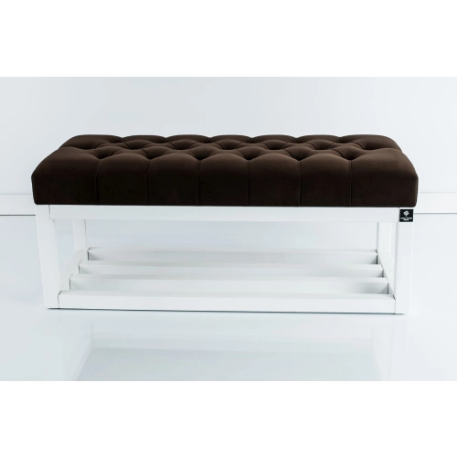 Ławka Pufa Pikowana Brąz  LPP-3 + Wieszak Ścienny WDC-17