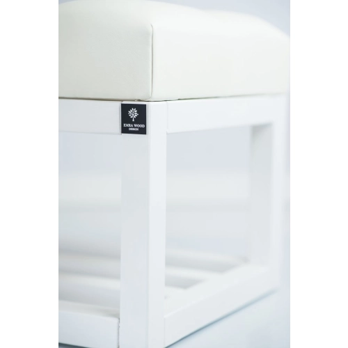 Ławka Pufa Pikowana Ekoskóra Biała Guzik Tapicerowany LPP-3 + Wieszak Ścienny WDC-5 Kolory