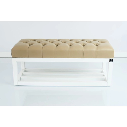 Ławka Pikowana Ekoskóra Beż  LPP-3 + Wieszak Ścienny WDC-35