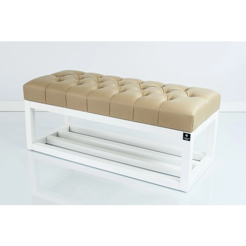 Ławka Pikowana Ekoskóra Beż  LPP-3 + Wieszak Ścienny WDC-35