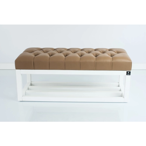 Ławka Pikowana Ekoskóra Brąz  LPP-3 + Wieszak Ścienny WDC-35