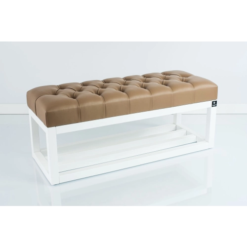 Ławka Pikowana Ekoskóra Brąz  LPP-3 + Wieszak Ścienny WDC-35