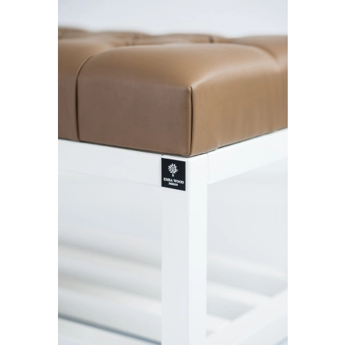 Ławka Pikowana Ekoskóra Brąz  LPP-3 + Wieszak Ścienny WDC-35