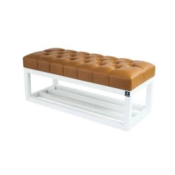 Ławeczka Pufa Pikowana Ekoskóra Cappucino Guzik Tapicerowany LPP-3 Rozmiary od 50 cm do 200 cm