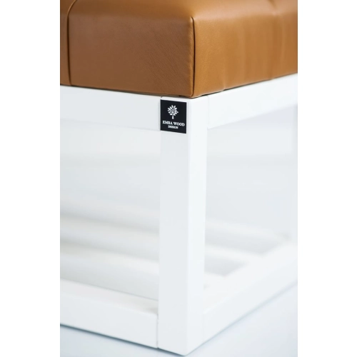 Ławka Pufa Pikowana Ekoskóra Brąz Guzik Tapicerowany LPP-3 + Wieszak Ścienny WDC-19