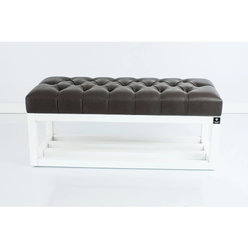 Ławka Pufa Pikowana Ekoskóra Brąz LPP-3 + Wieszak Ścienny WDC-22