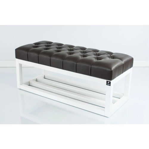 Ławka Pufa Pikowana Ekoskóra Brąz LPP-3 + Wieszak Ścienny WDC-22