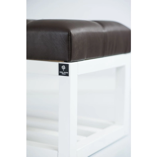 Ławka Pufa Pikowana Ekoskóra Brąz LPP-3 + Wieszak Ścienny WDC-22