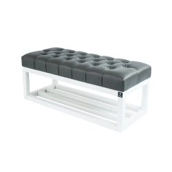 Ławeczka Pufa Pikowana Ekoskóra Grafit Guzik Tapicerowany LPP-3 Rozmiary od 50 cm do 200 cm