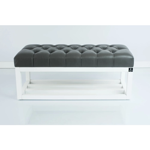 Ławka Pufa Pikowana Ekoskóra Grafit  LPP-3 + Wieszak Ścienny WDC-17