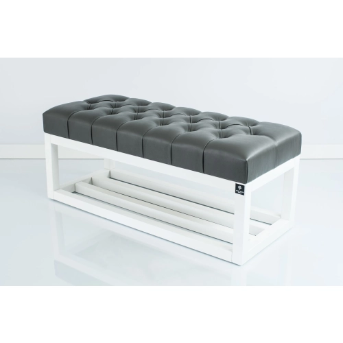 Ławka Pufa Pikowana Ekoskóra Grafit  LPP-3 + Wieszak Ścienny WDC-17