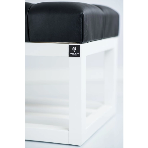 Ławka Pufa Pikowana Ekoskóra Czarna Guzik Tapicerowany LPP-3 + Wieszak Ścienny WDC-5 Kolory