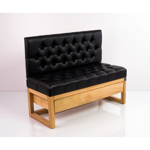 Ławka Szafka Pufa Pikowane Siedzisko Ekoskóra Czarny LPP-30 Rozmiary od 50 cm do 200 cm