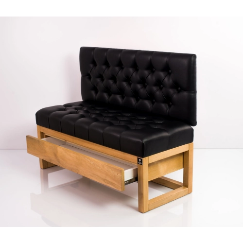 Ławka Szafka Pufa Pikowane Siedzisko Ekoskóra Czarny LPP-30 Rozmiary od 50 cm do 200 cm