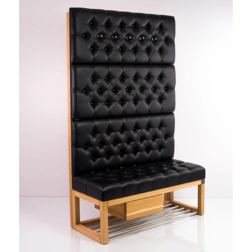 Ławka Szafka Pufa Pikowane Siedzisko Ekoskóra Czarny Wieszak LPP-35 Rozmiary od 50 cm do 200 cm