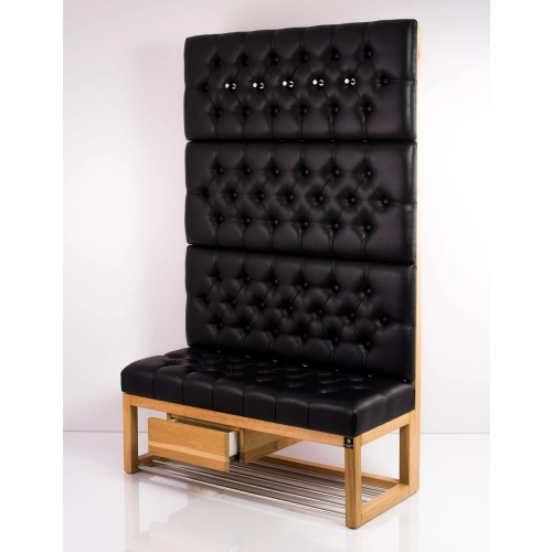 Ławka Szafka Pufa Pikowane Siedzisko Ekoskóra Czarny Wieszak LPP-35 Rozmiary od 50 cm do 200 cm