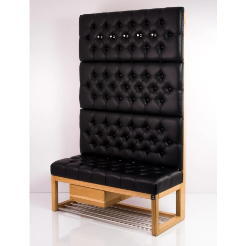 Ławka Szafka Pufa Pikowane Siedzisko Ekoskóra Czarny Wieszak LPP-35 Rozmiary od 50 cm do 200 cm