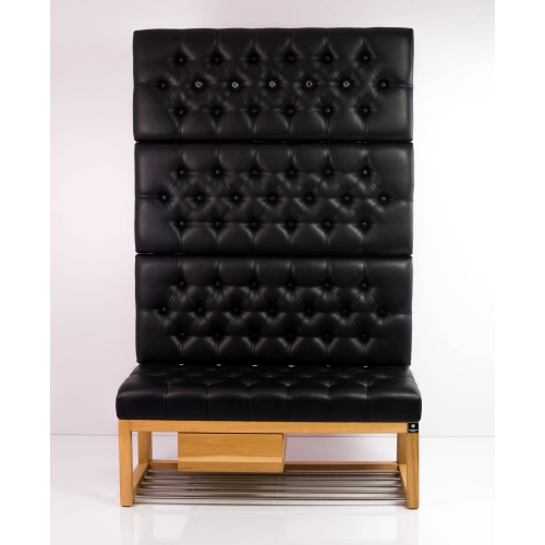 Ławka Szafka Pufa Pikowane Siedzisko Ekoskóra Czarny Wieszak LPP-35 Rozmiary od 50 cm do 200 cm