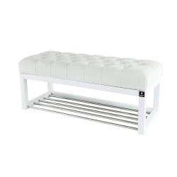 Ławeczka Pufa Pikowana Ecru Guzik Tapicerowany LPP-4 Rozmiary od 50 cm do 200 cm