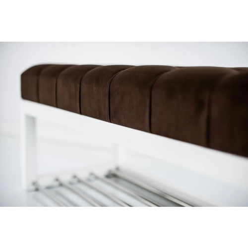 Ławeczka Pufa Pikowana Brązowy Guzik Tapicerowany LPP-4 + Wieszak Ścienny WDC-17 Kolory