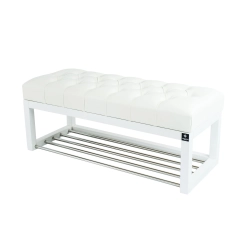 Ławeczka Pufa Pikowana Ekoskóra Biały Guzik Tapicerowany LPP-4 Rozmiary od 50 cm do 200 cm