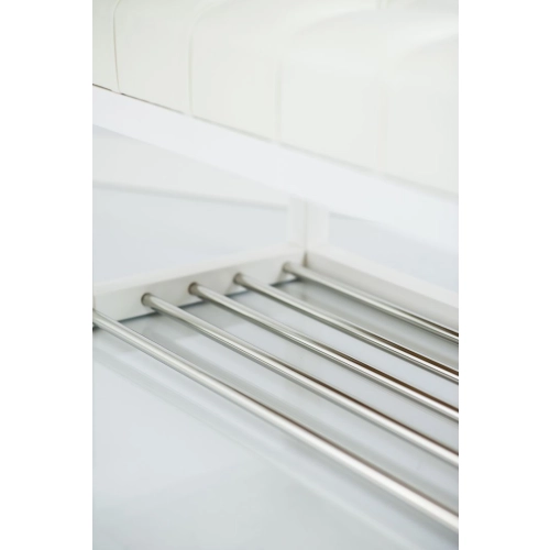 Ławka Pufa Pikowana Ekoskóra Biały Guzik Tapicerowany LPP-4 + Wieszak Ścienny WDC-5 Kolory