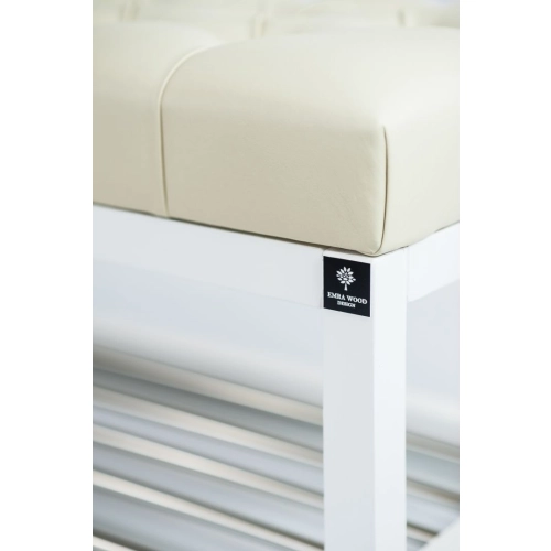 Ławeczka Pufa Pikowana  Ekoskóra Ecru Guzik Tapicerowany LPP-4 + Wieszak Ścienny WDC-17 Kolory