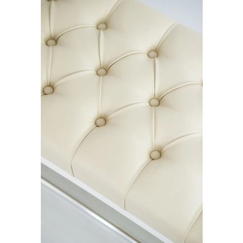 Ławeczka Pufa Pikowana  Ekoskóra Ecru Guzik Tapicerowany LPP-4 + Wieszak Ścienny WDC-17 Kolory