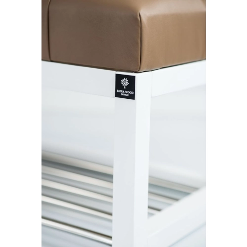 Ławka Pufa Pikowana Ekoskóra Brąz Guzik Tapicerowany LPP-4 + Wieszak Ścienny WDC-5 Kolory