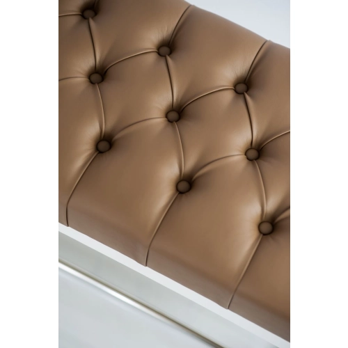 Ławka Pufa Pikowana Ekoskóra Cappuccino Guzik Tapicerowany LPP-4 + Wieszak Ścienny WDC-22 Kolory