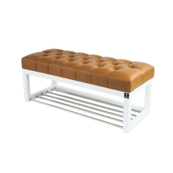 Ławeczka Pufa Pikowana Ekoskóra Cappucino Guzik Tapicerowany LPP-4 Rozmiary od 50 cm do 200 cm