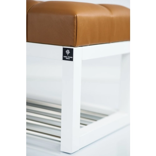 Ławeczka Pufa Pikowana Ekoskóra Brąz Guzik Tapicerowany LPP-4 + Wieszak Ścienny WDC-19 Kolory