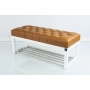 Ławeczka Pufa Pikowana Ekoskóra Cappucino Guzik Tapicerowany LPP-4 Rozmiary od 50 cm do 200 cm
