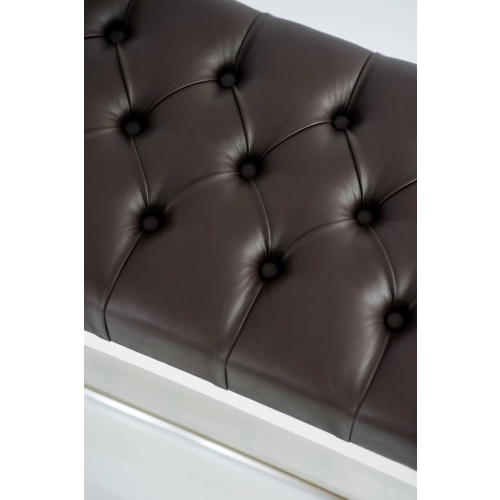 Ławeczka Pufa Pikowana  Ekoskóra Brąz Guzik Tapicerowany LPP-4 + Wieszak Ścienny WDC-17 Kolory