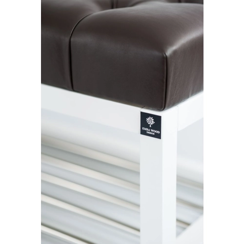 Ławeczka Pufa Pikowana Ekoskóra Brąz Guzik Tapicerowany LPP-4 + Wieszak Ścienny WDC-19 Kolory